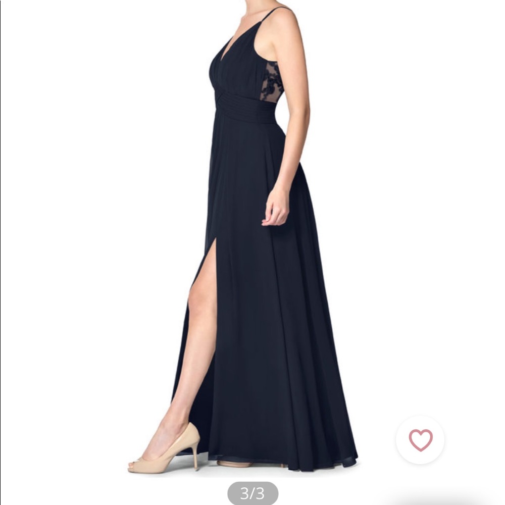 NWT Azazie Maren Allure Gown in Navy Blue - Picture 3 of 3
